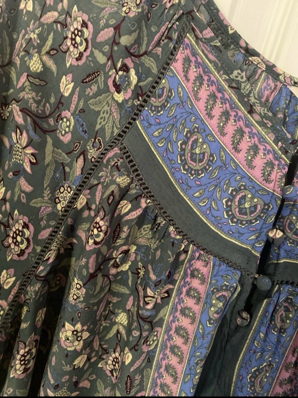 Lucky Brand Floral Paisley Button Detail Boho Top Blouse - XL - Picture 4 of 6